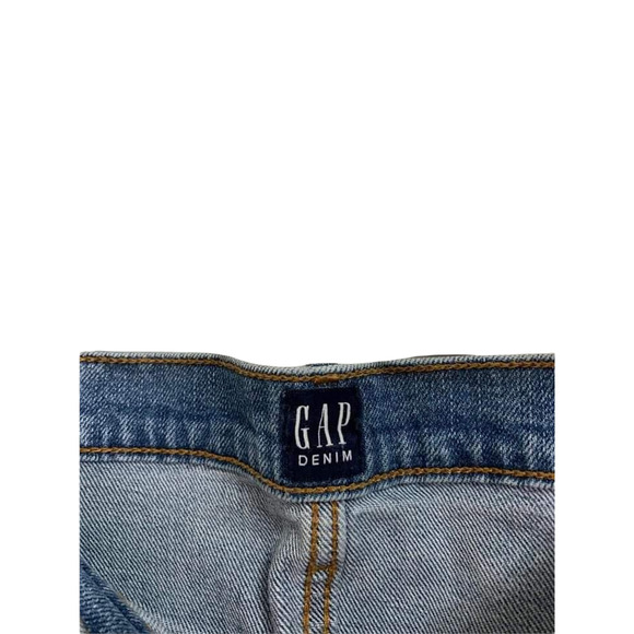 Gap Denim Girlfriend Medium Indigo Wash Raw Hem Distressed Size 34 #256655 - Picture 3 of 6
